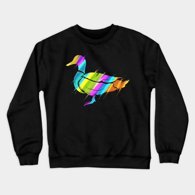 A colorful painted sheme silhouette of a duck Crewneck Sweatshirt by SinBle